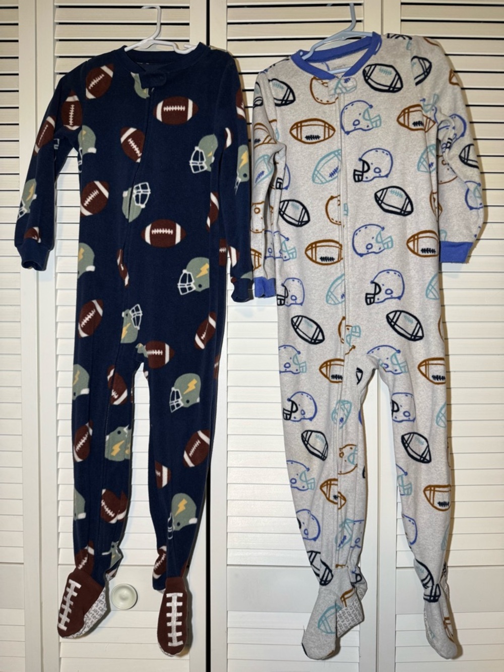 2 Carter’s Football Footed One-Piece Fleece Carter’s  Pajamas